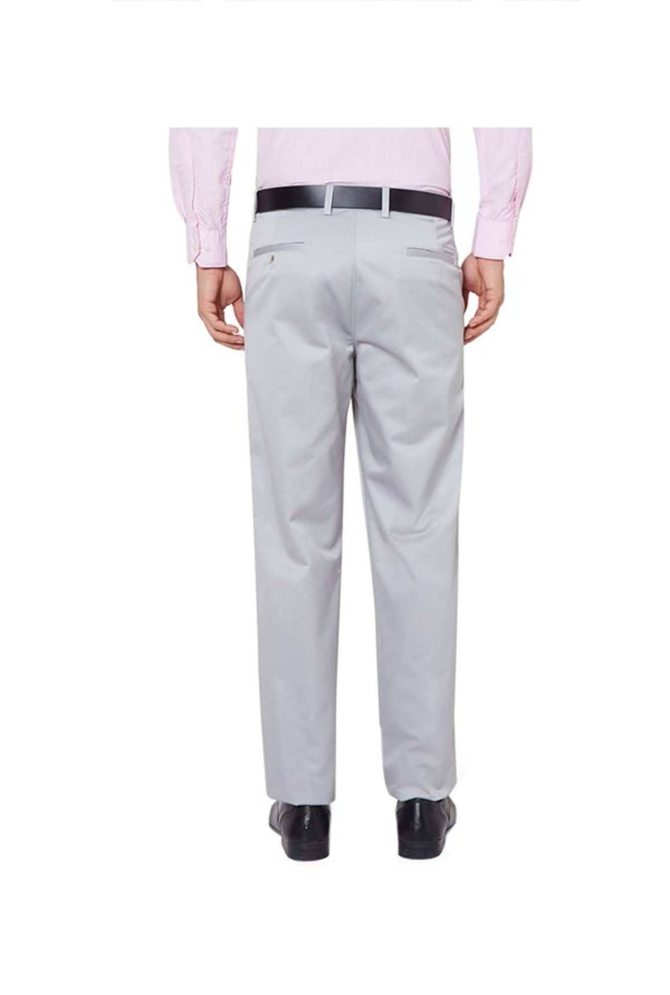 Peter England Grey Comfort Fit Trousers