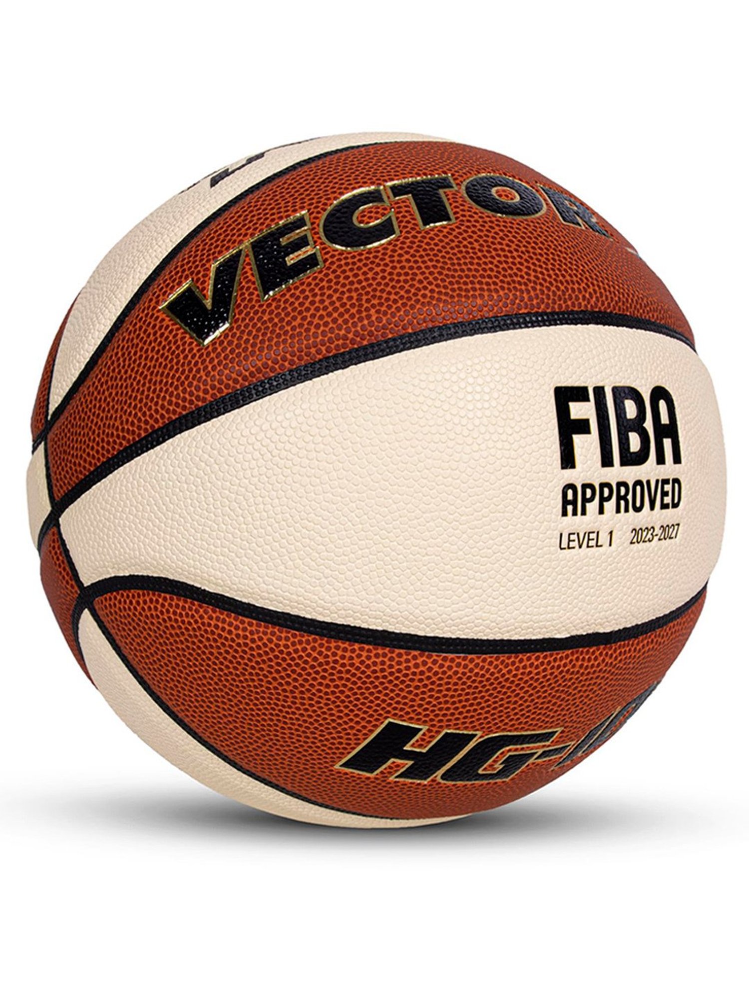 Vector X HG-100 Federation of India FIBA Level 1 Approved Premium Basketball (Brown & Cream) Size -7