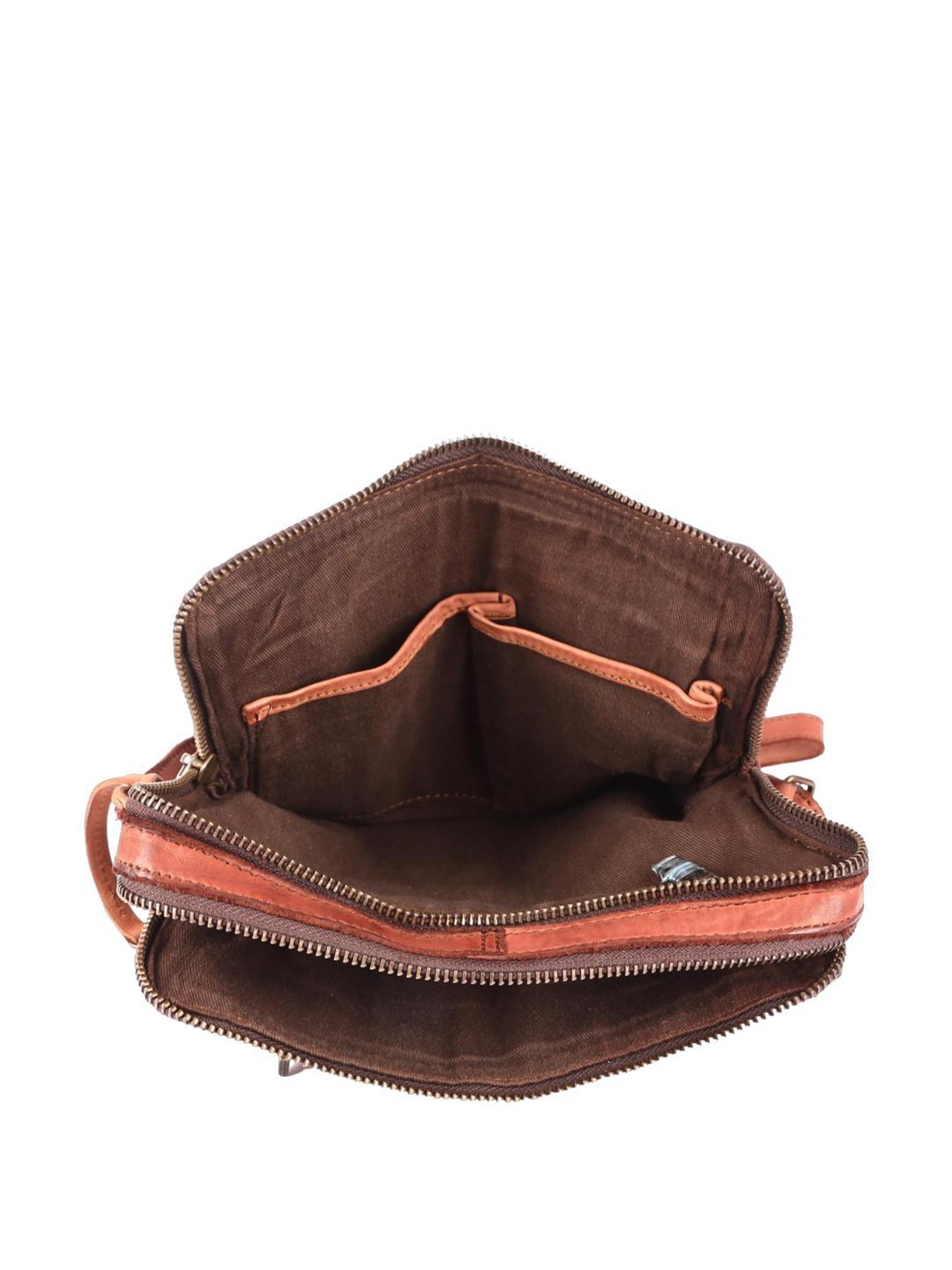 HiLEDER Brown Textured Small Leather 12 inch Cross Body Bag