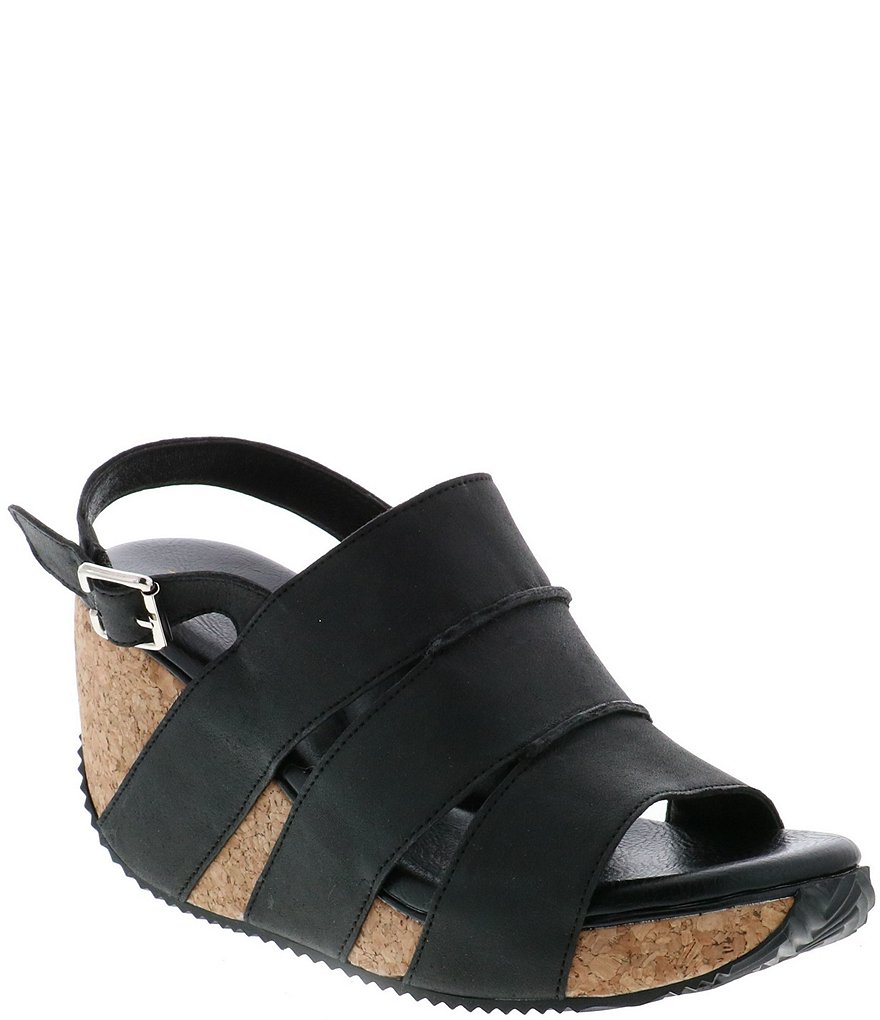 Volatile Robeline Cut Out Slingback Leather Cork Wedges