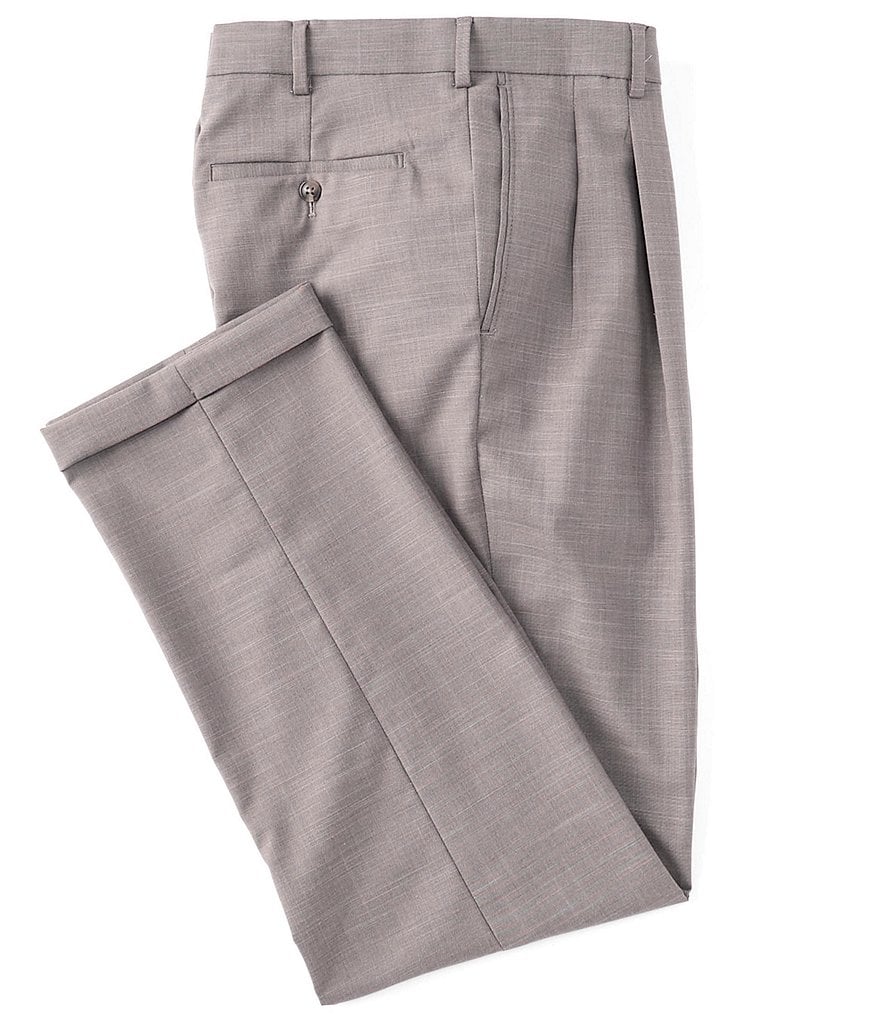 Roundtree & Yorke TravelSmart Ultimate Comfort Easy Care Sharkskin Pleated Dress Pants