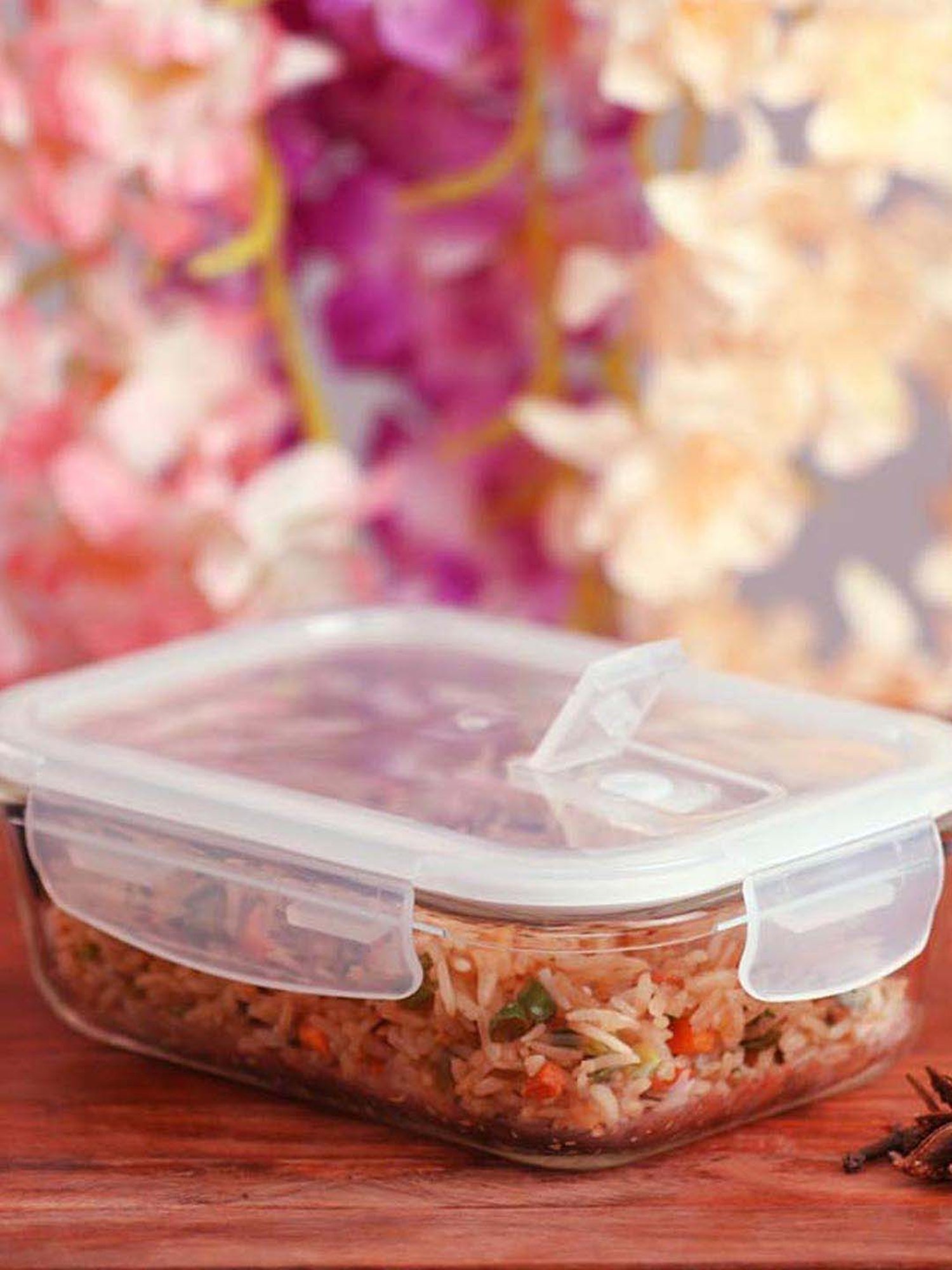 Femora Transparent Borosilicate Glass Containers with Lid (1000 ml) - Set of 2