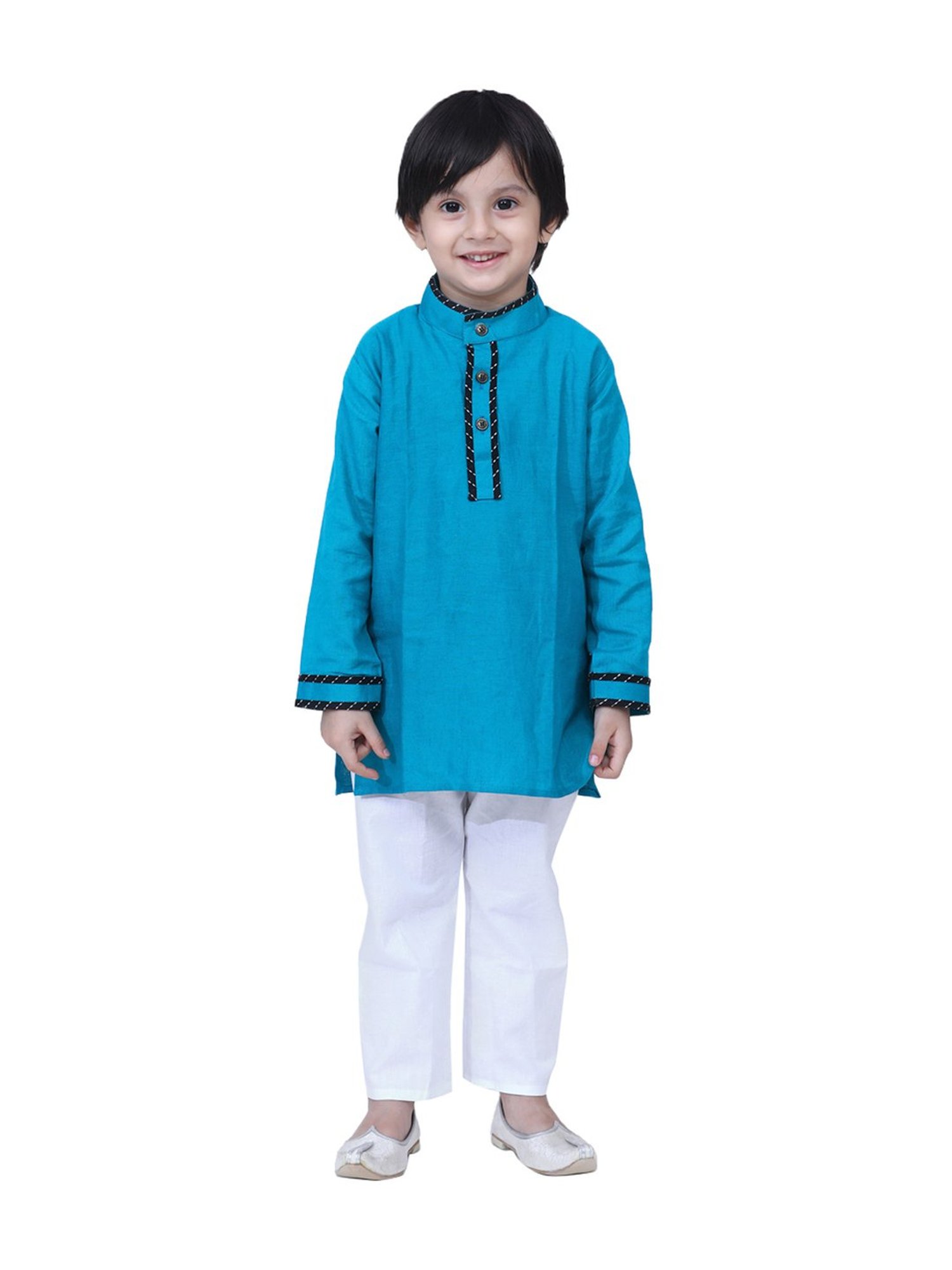 BownBee Kids Teal Blue Regular Fit Kurta & Pajamas