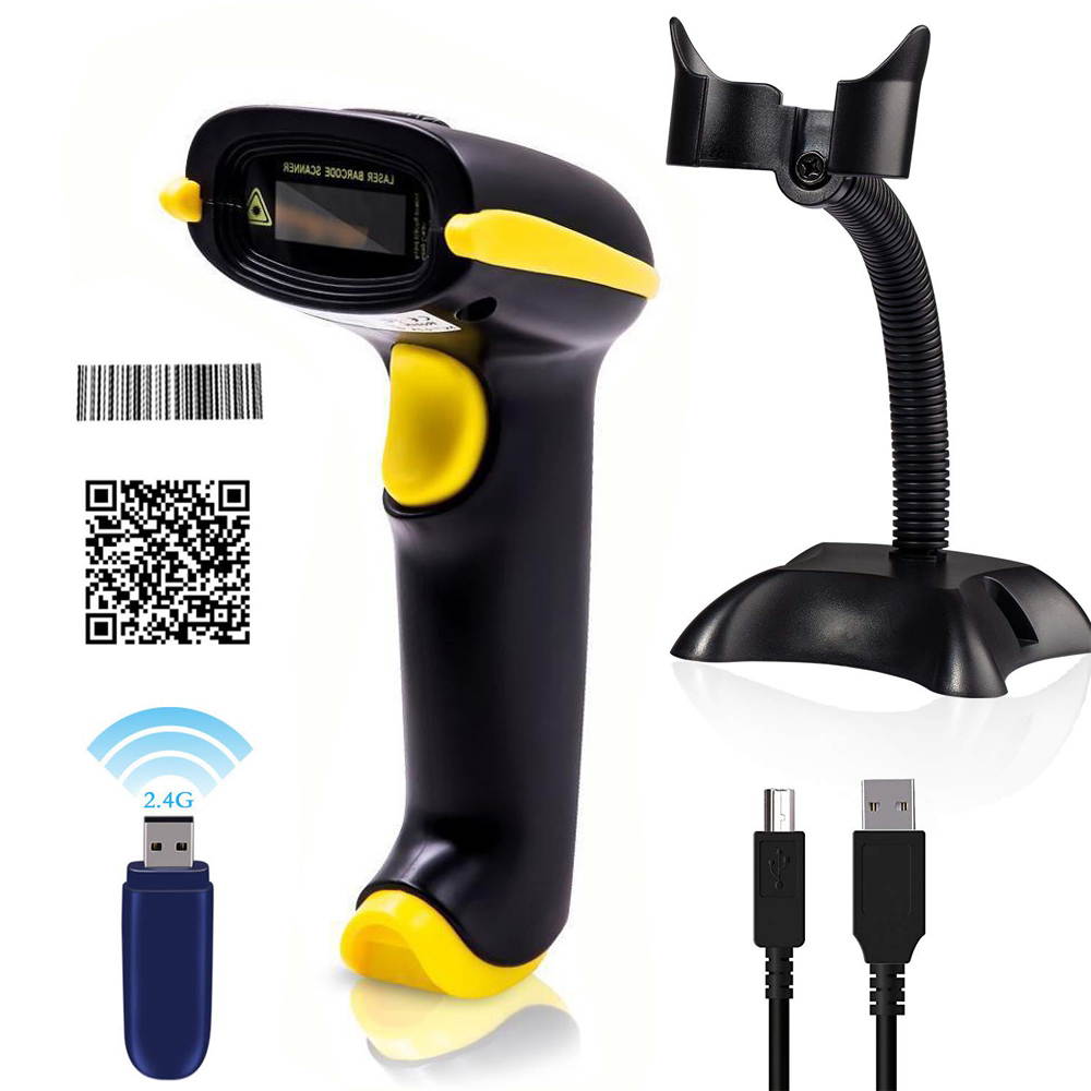 Werleo Barcode Scanner Wireless 1D 2D 2-in-1 2.4G Wireless & USB 2.0 Wired 2D QR Bar Code Scanner Cordless CMOS Image Barcode Reader for Mobile Payment Computer Screen 2D Scanner Barcode with Stand