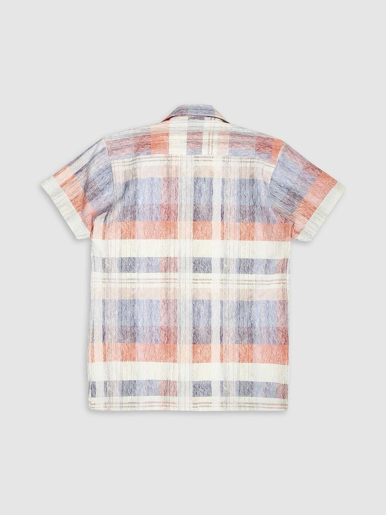 Cavio Kids Blue & Peach Cotton Chequered Shirt Set