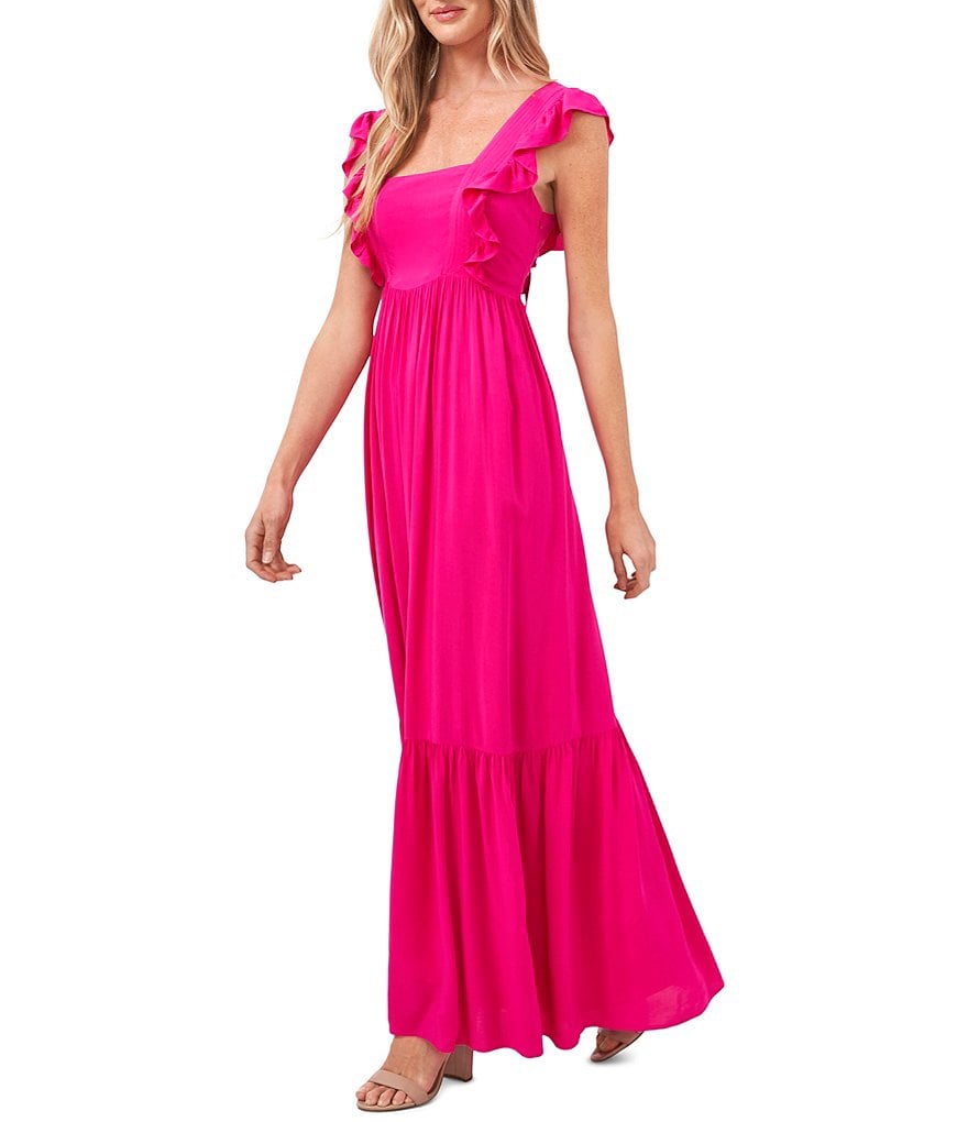 CeCe Sleeveless Ruffle Square Neck Maxi Dress