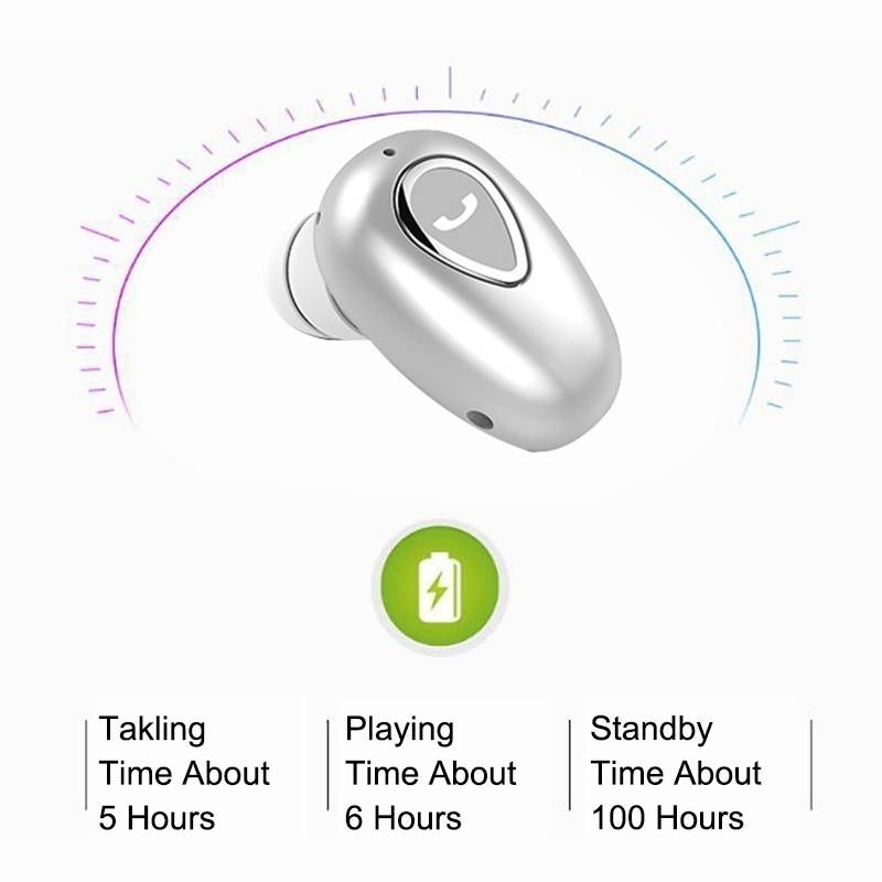 Zgeer Wireless Mini Bluetooth Earphone Earbuds Single Ear Headset with Microphone