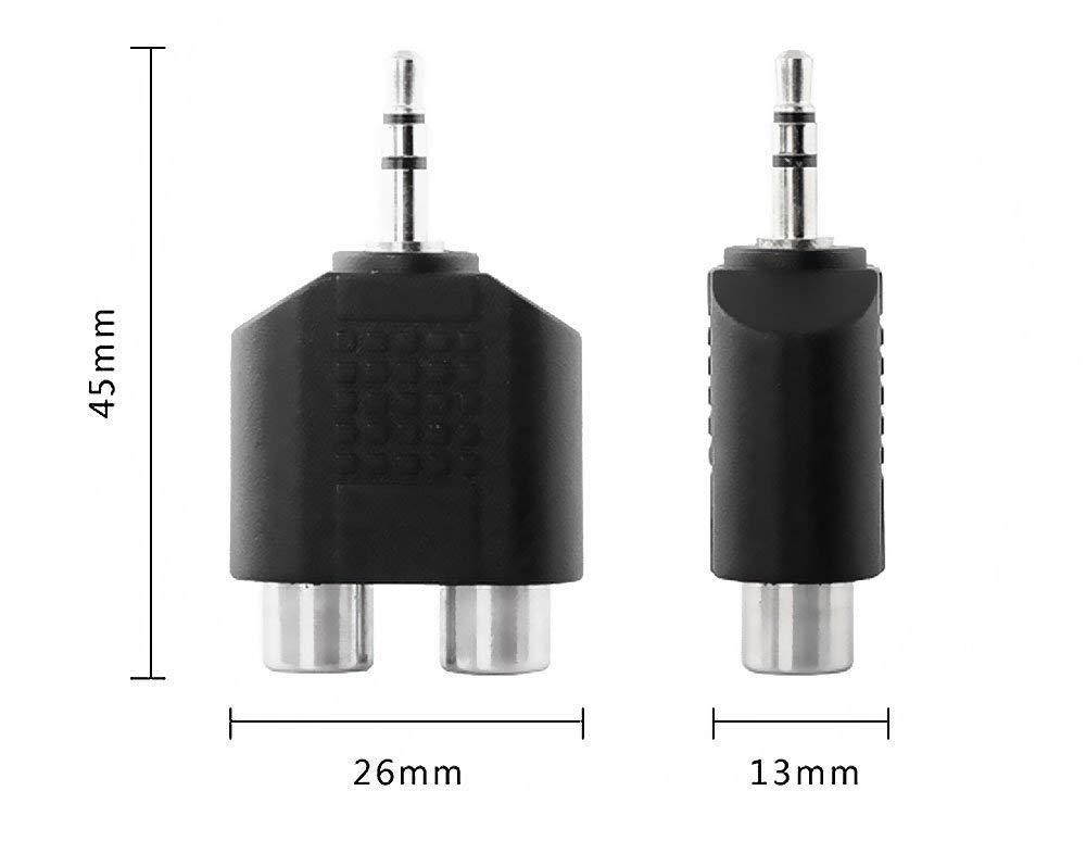 CERRXIAN LEMENG (2-Pack of) Gold Plated 3.5mm Stereo to 2-RCA Male to Female Adapter,Audio Splitter Adapter, Dual RCA Jack Adapter
