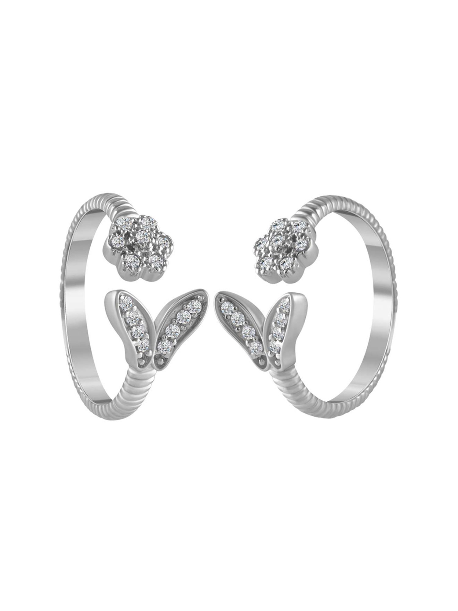 Rihi by P.C. Chandra Jewellers 925 Silver Pair of Adjustable Toe-Rings for Women & Girls