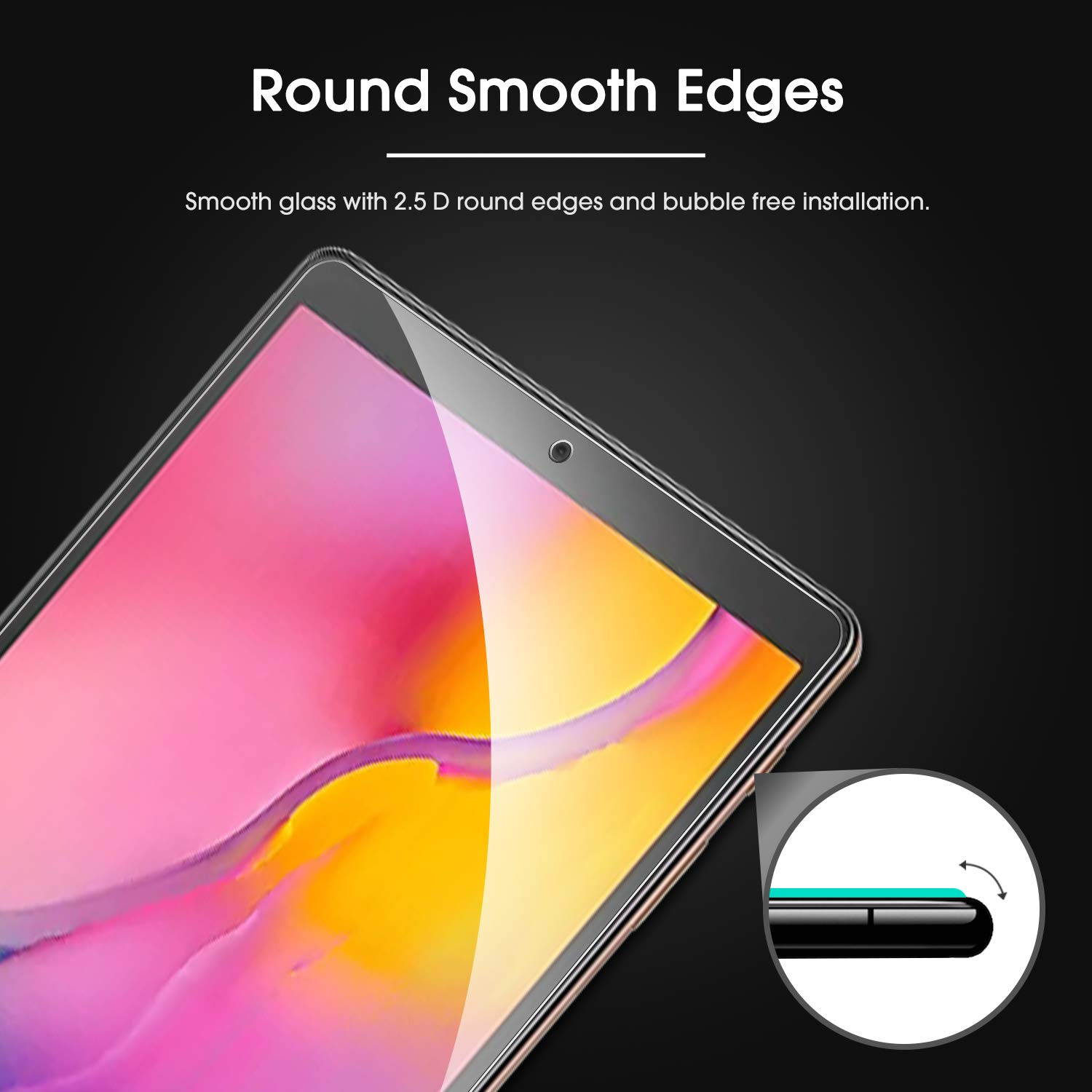 OMOTON [3 Pack Screen Protector for Samsung Galaxy Tab A 10.1 2019 Release SM-T510, Tempered-Glass/Scratch-Resistant/Bubble Free