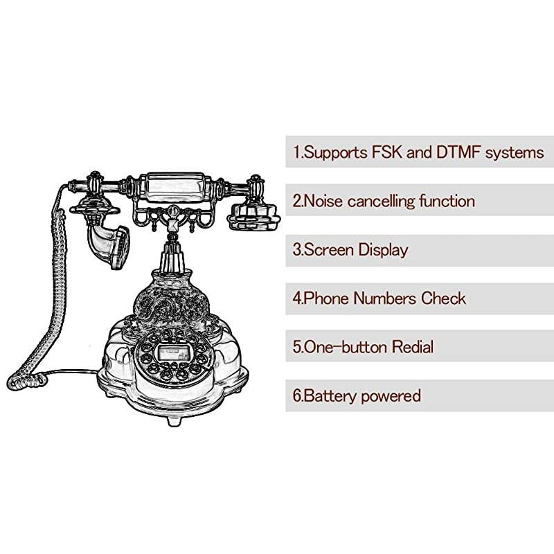Vintage Phone,Classical Retro Push Dial Button Telephone Home Decor Desk Phone,Support FSK and DTMF Backlit Caller ID, Automatic Detection,Excellent for Gifts,Home Decor