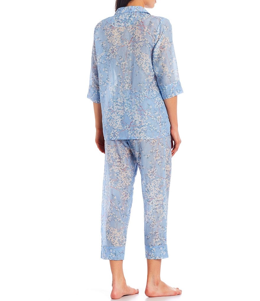 Papinelle Cherry Blossom Woven Cropped Coordinating Pajama Set