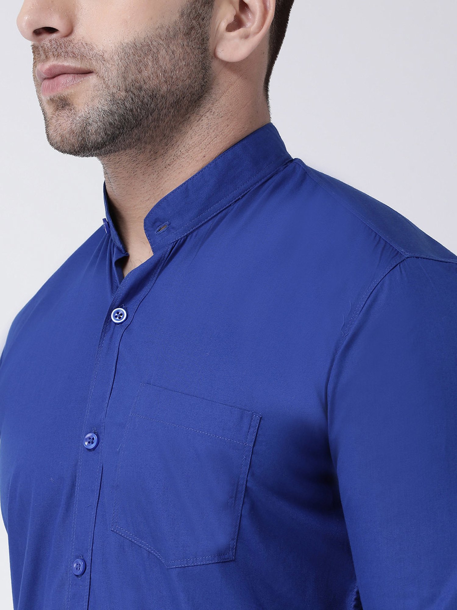 Hangup Plus Royal Blue Slim Fit Pure Cotton Shirt
