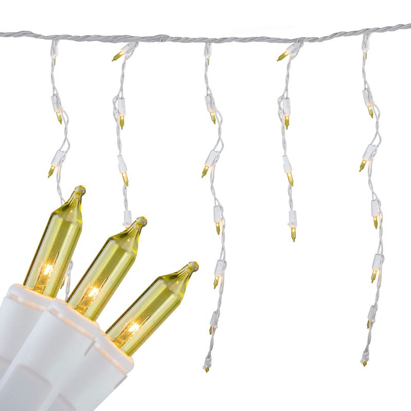 Brite Star Set of 100 Yellow Mini Icicle Christmas Lights - 7.8ft White Wire