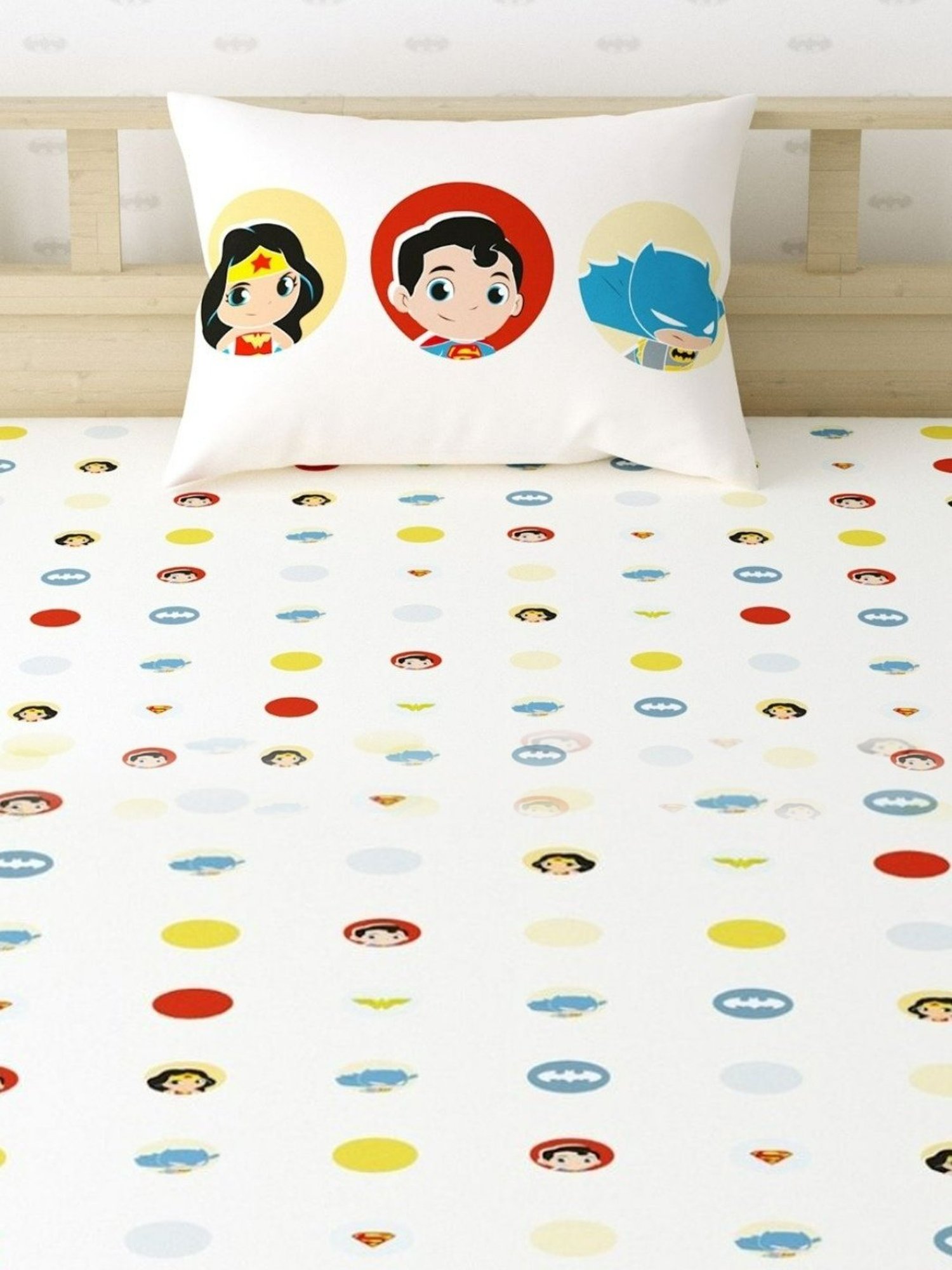 Haus & Kinder Batman Trio Superhero Printed Pink 186 TC Cotton Bed Sheet with 1 Pillow Cover