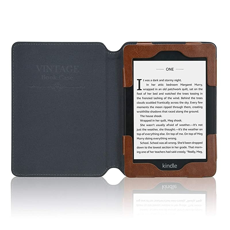 Case Fits All-New Kindle 10th Generation 2019 and 8th Gen 2016 ONLY (NOT FIT Kindle Paperwhite/Kindle Oasis), Folio Smart Leather Cover with Auto Wake Sleep & Front Pocket, Brown