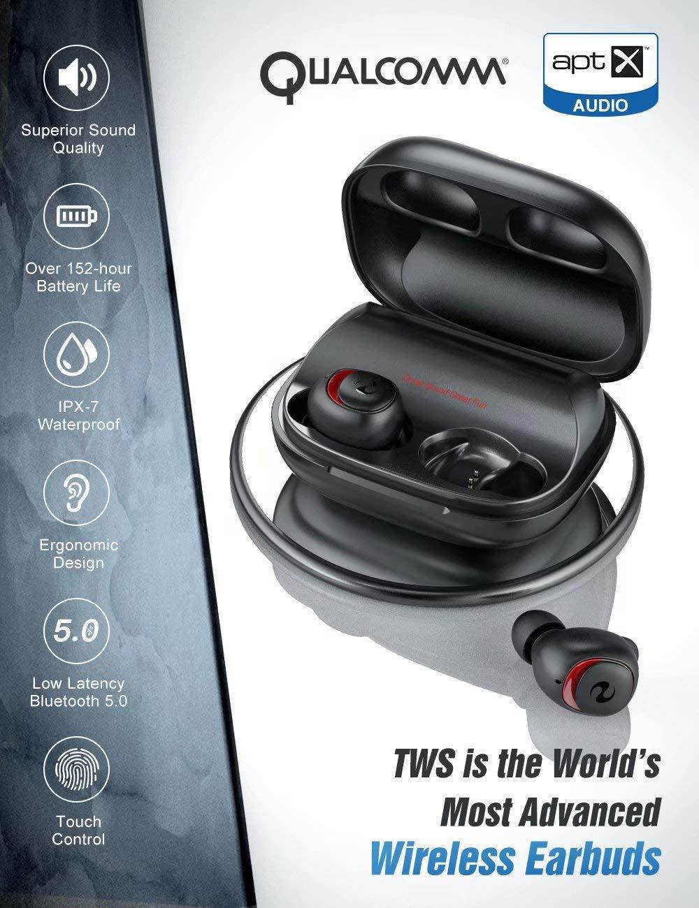 Bluetooth Earbuds Wireless Earbuds Bluetooth Earphones Wireless Headphones, OFUSHO Bluetooth 5.0 Deep Bass 152H Playtime IPX7 Waterproof TWS Stereo in-Ear Headphones with Charging Case, CVC8.0 Apt-X