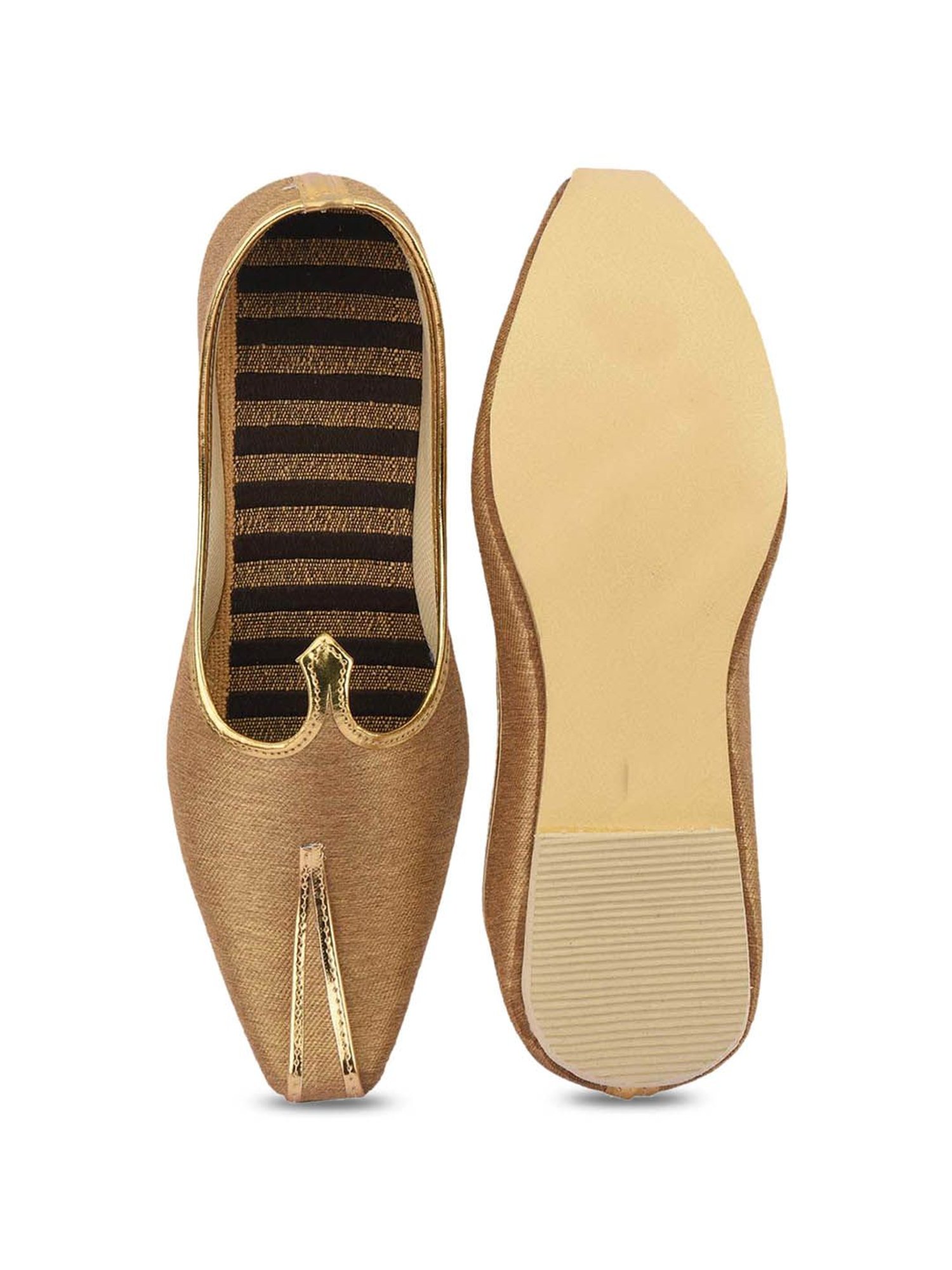 Desi Colour Men's Golden Ethnic Juttis