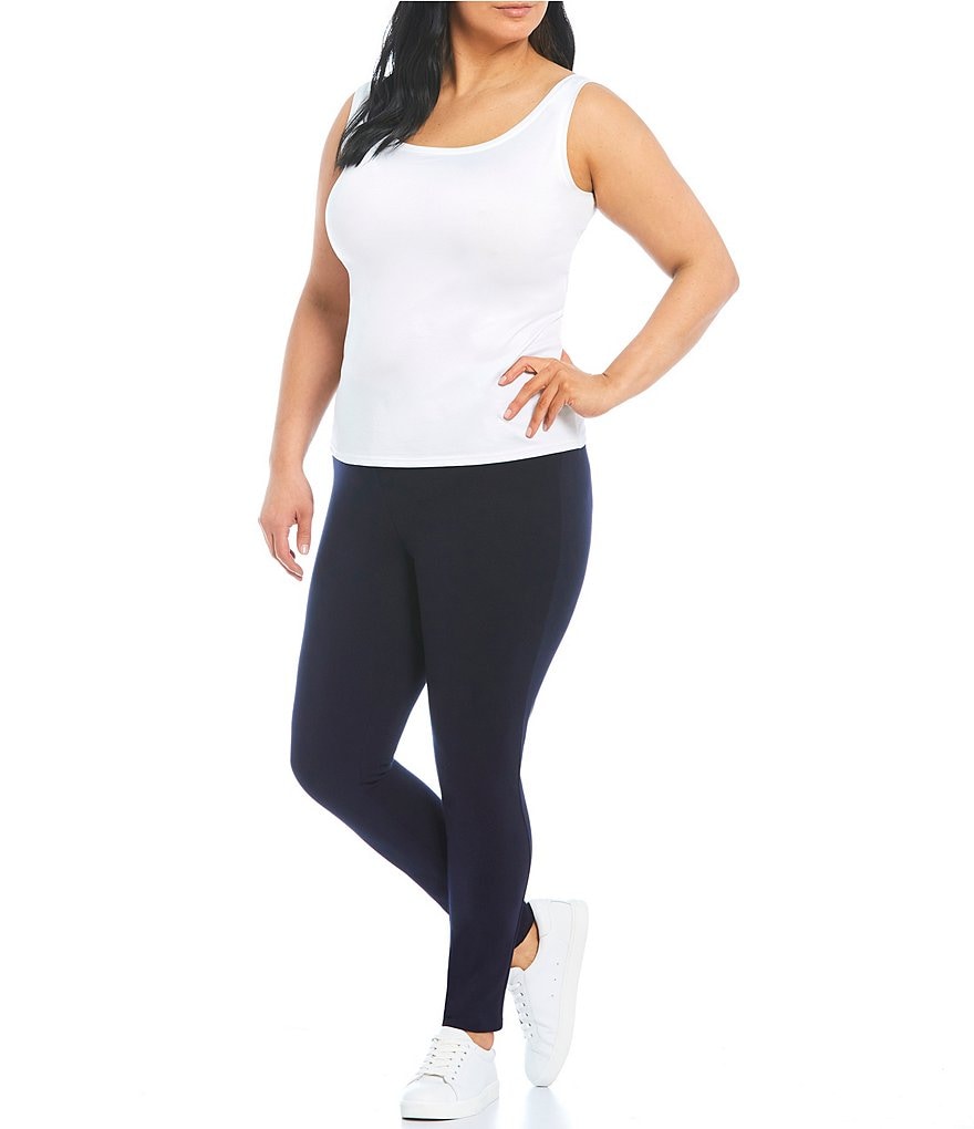 Slim Factor by Investments Plus Size Ponte Knit Wide Waistband Leggings