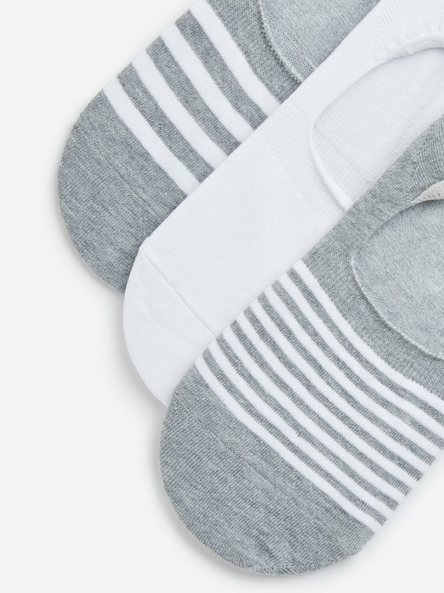 WES Lounge by Westside Grey Striped Printed Invisible Socks - Pack of 3