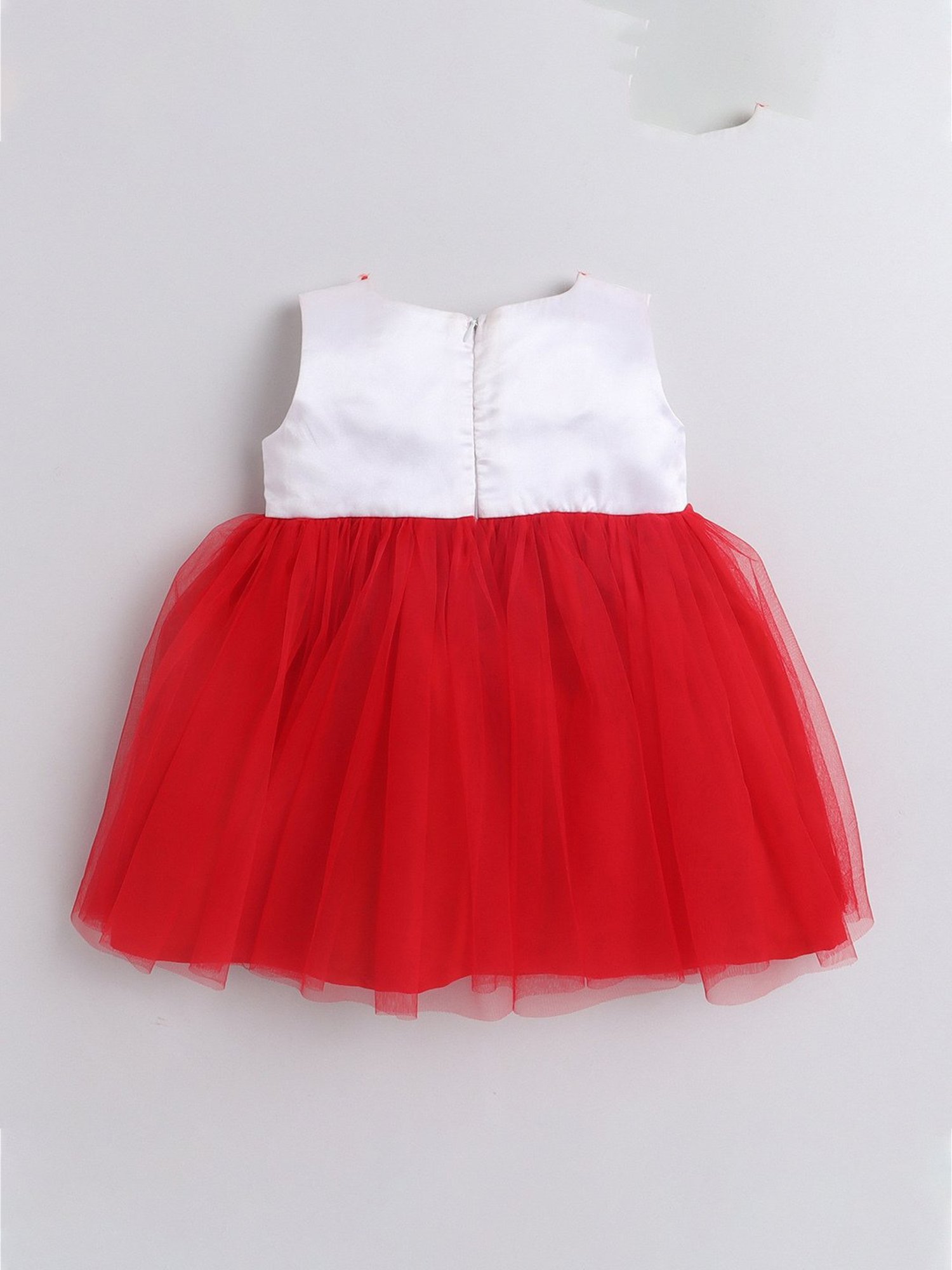 Many Frocks Kids Red & White Applique Dress