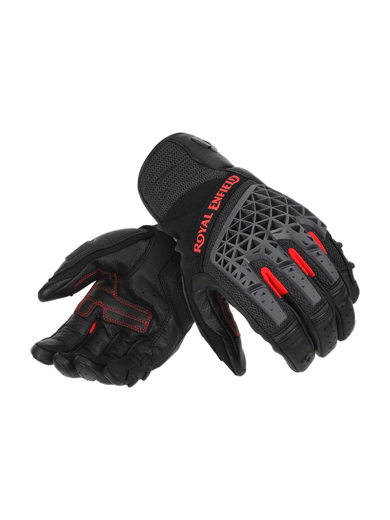 Royal Enfield Grey Textured Sahara Air Riding Gloves - L