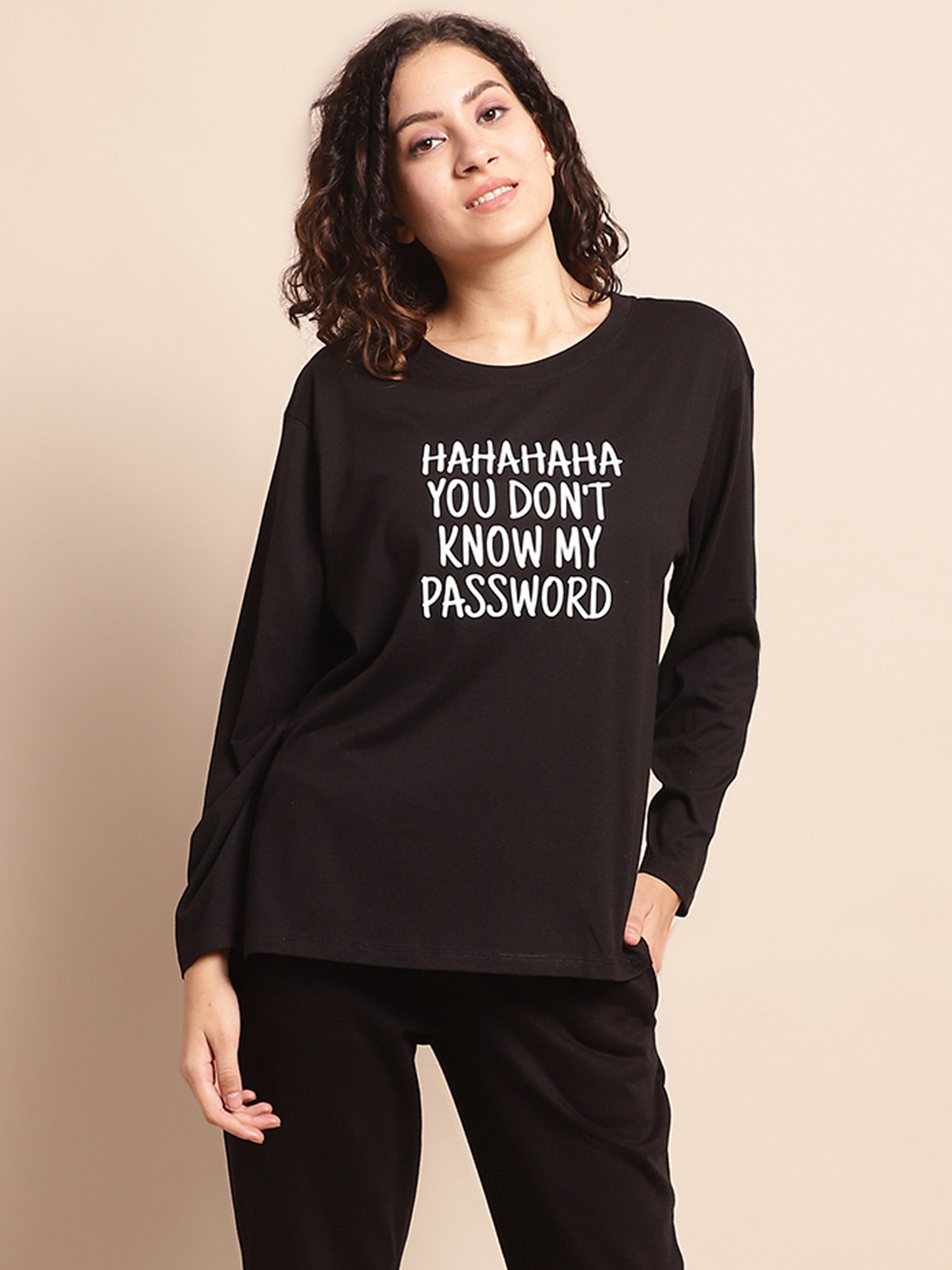 Kanvin Black Printed T-Shirt