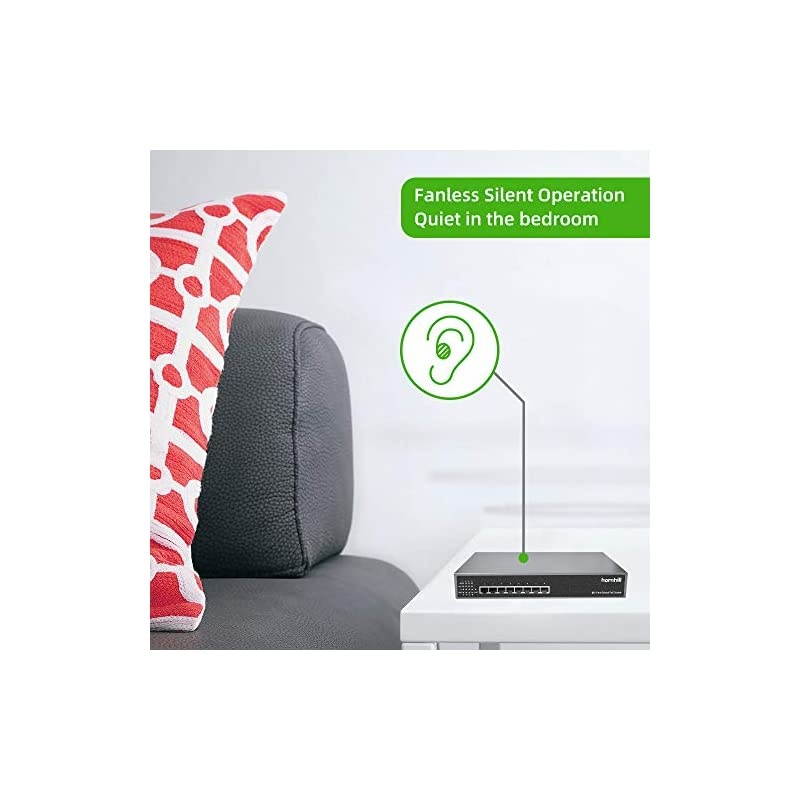 Port Gigabit PoE Switch, PoE+ Ports 1000Mbps, 02.3af/at 150W, Metal Fanless Unmanaged Plug and Play