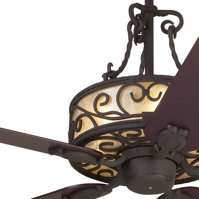 60" John Timberland Rustic Ceiling Fan with Light LED Natural Mica Iron Reversible Walnut Rosewood Blades for Living Room Bedroom