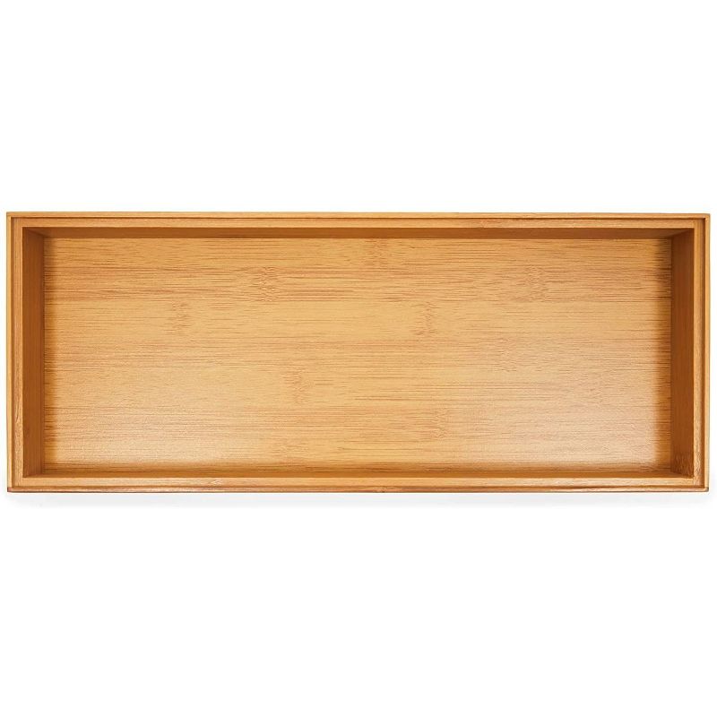 Farmlyn Creek 3-Pack Bamboo Utensil Drawer Organizers Cutlery Tray for Kitchen Silverware Flatware Brown 15"x6"x2"