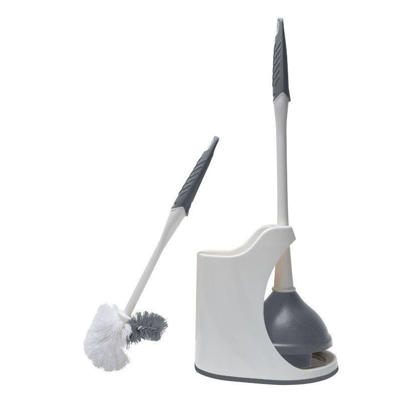 Plunger and Bowl Brush Caddy Set White - Bath Bliss