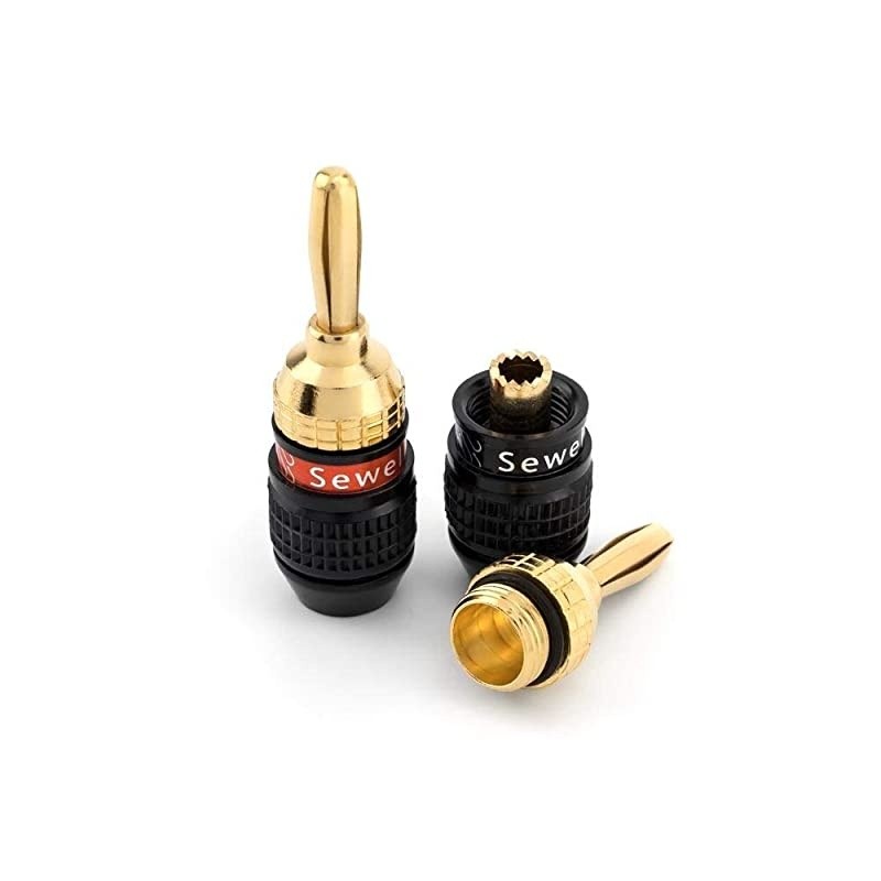 SW-29863-12 Deadbolt Banana Plugs 12-Pairs by, Gold Plated Speaker Plugs, Quick Connect