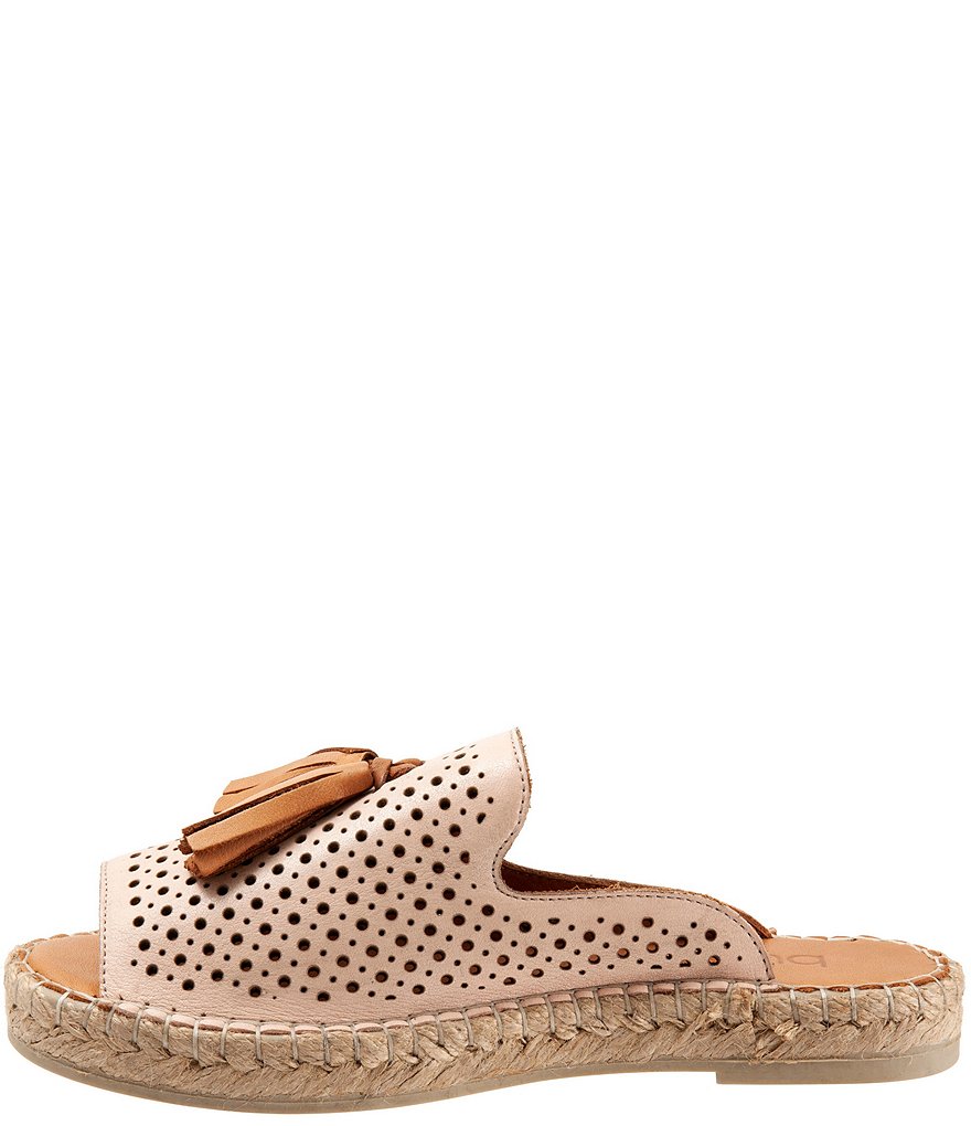 Bueno Navar Perforated Leather Tasseled Espadrille Slides