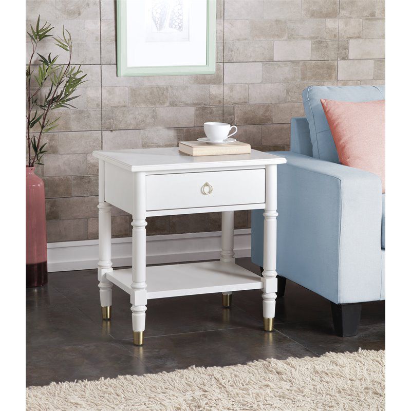 Jillian One Drawer Nightstand in White - Comfort Pointe