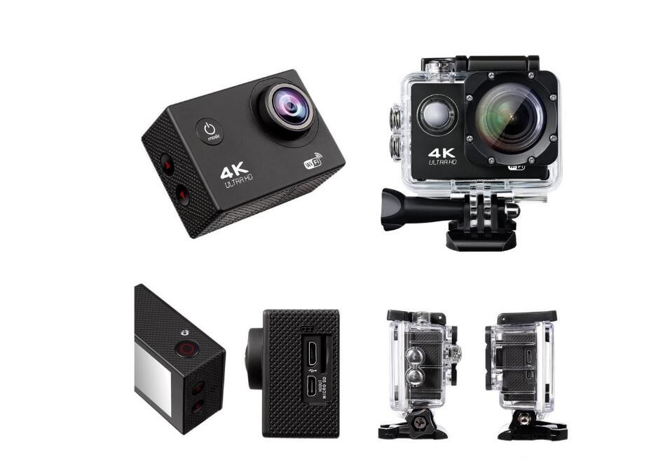 Waterproof HD sports camera, 1080P full 170&deg; wide angle gopro4K HD sports camera with WIFI transport 30 meters waterproof--white