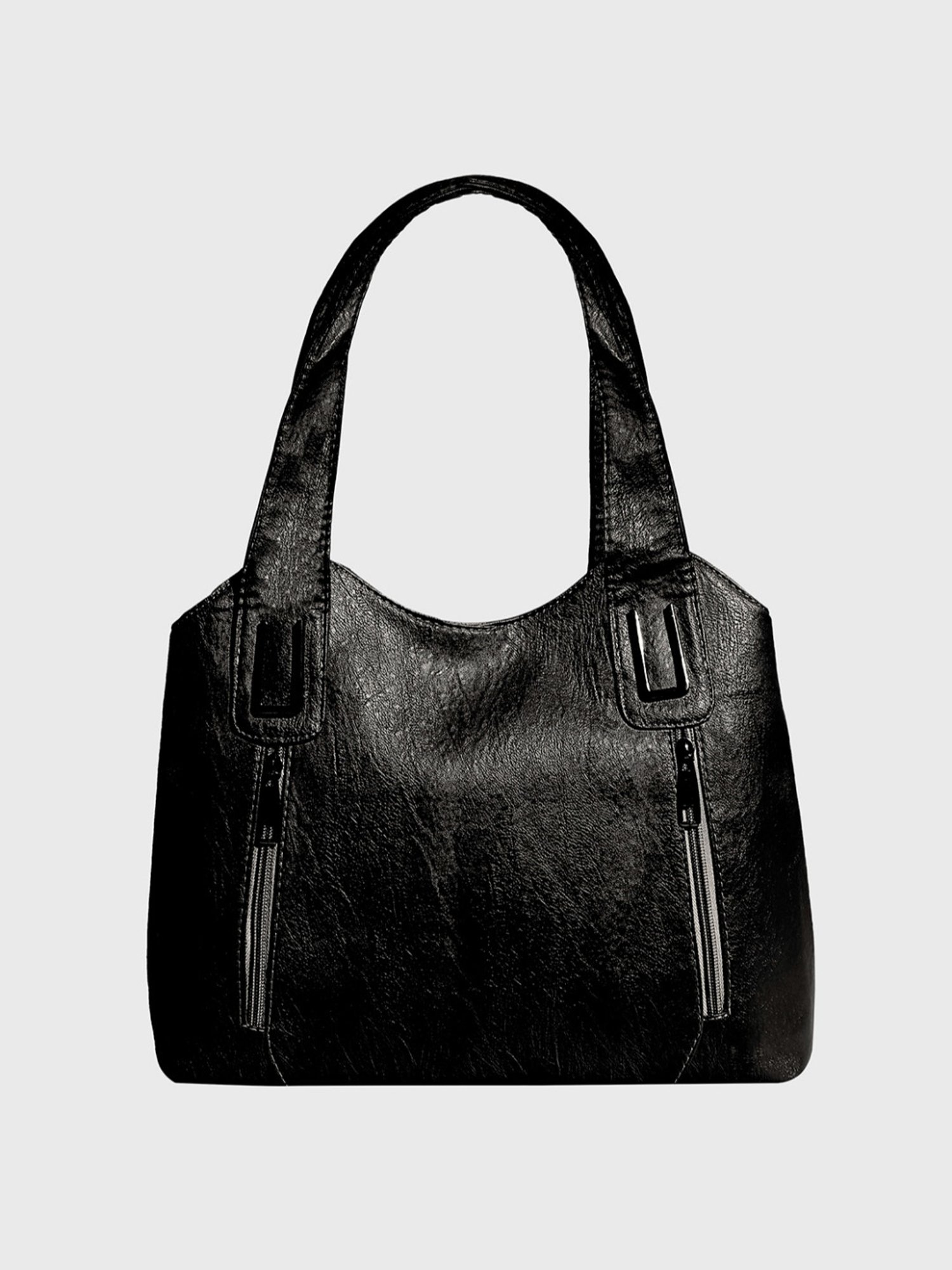 HauteSauce Black Medium Leather Handheld Handbag