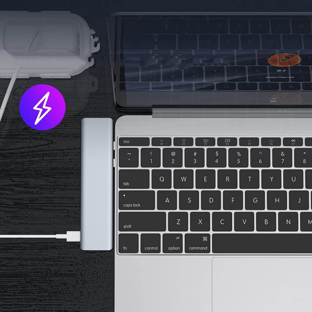 USB C Hub for MacBook, PowerExpand Direct 7-in-2 USB C Adapter Compatible with Thunderbolt 3 USB C Port, 100W Power Delivery, 4K HDMI, USB C and 2 USB A Data Ports, SD and microSD Card Reader