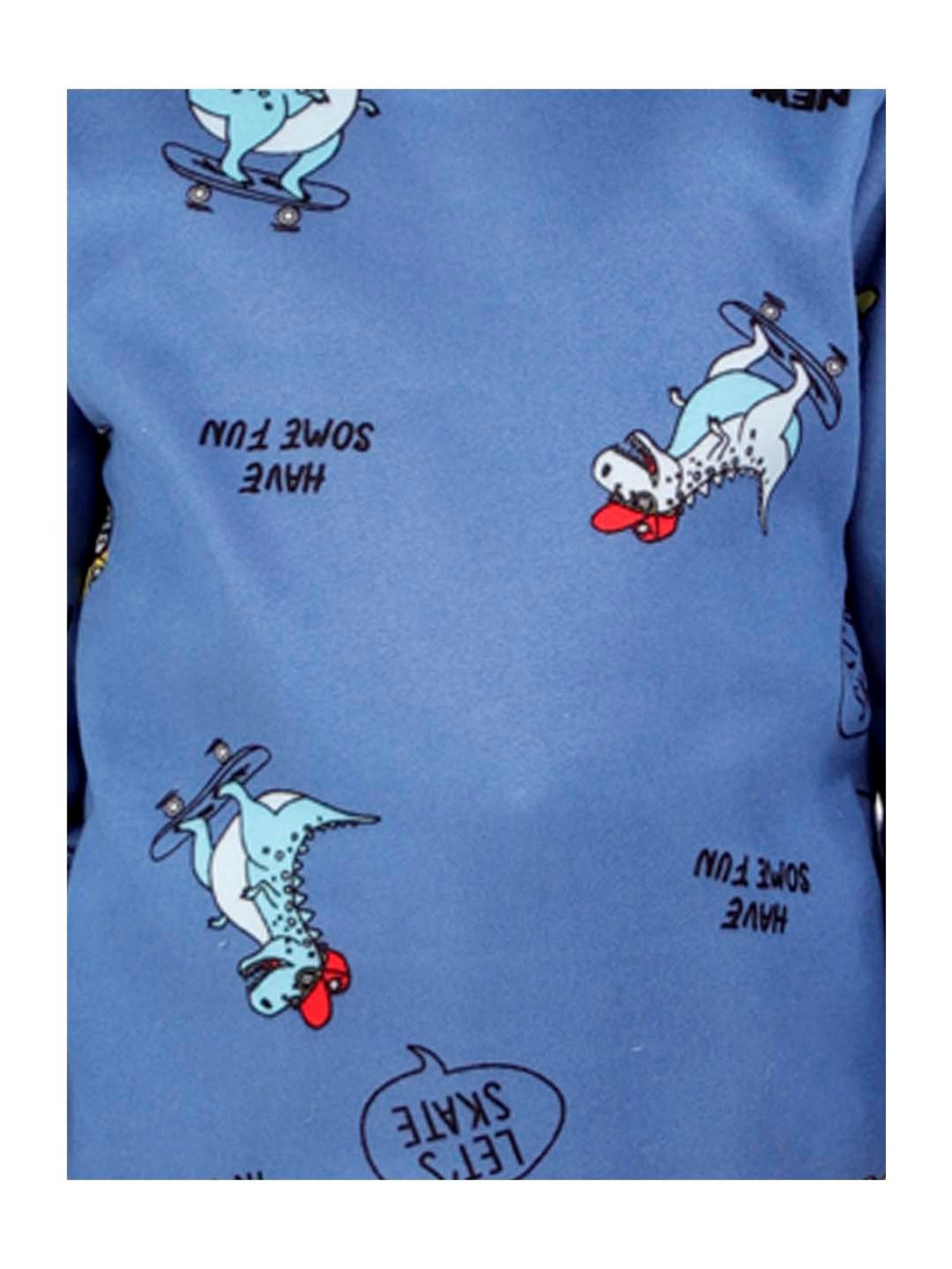 Ahhaaaa Kids Blue Printed Sweatshirt with Joggers