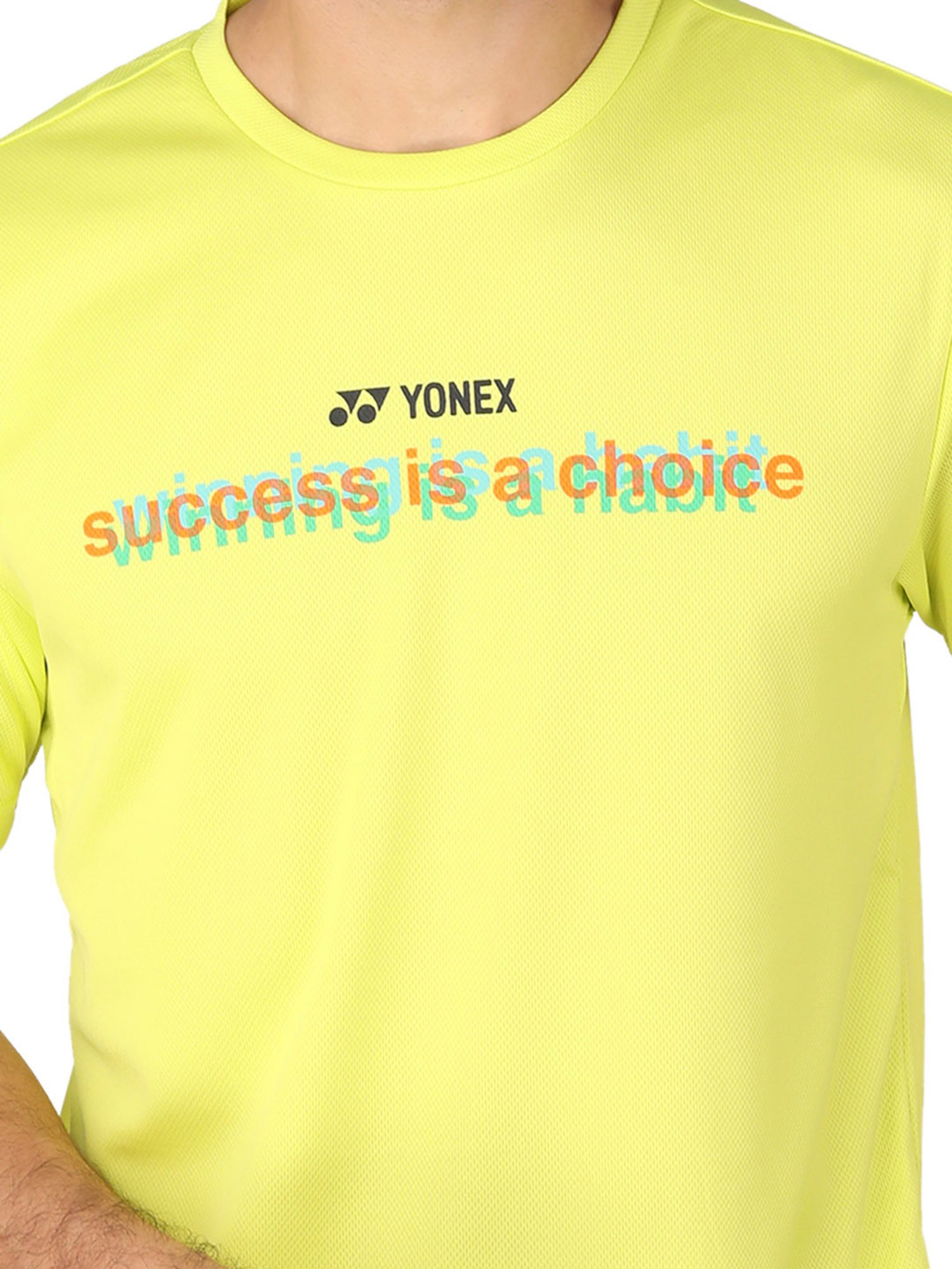 Yonex Lime Yellow Regular Fit Graphic Print Badminton T-Shirt