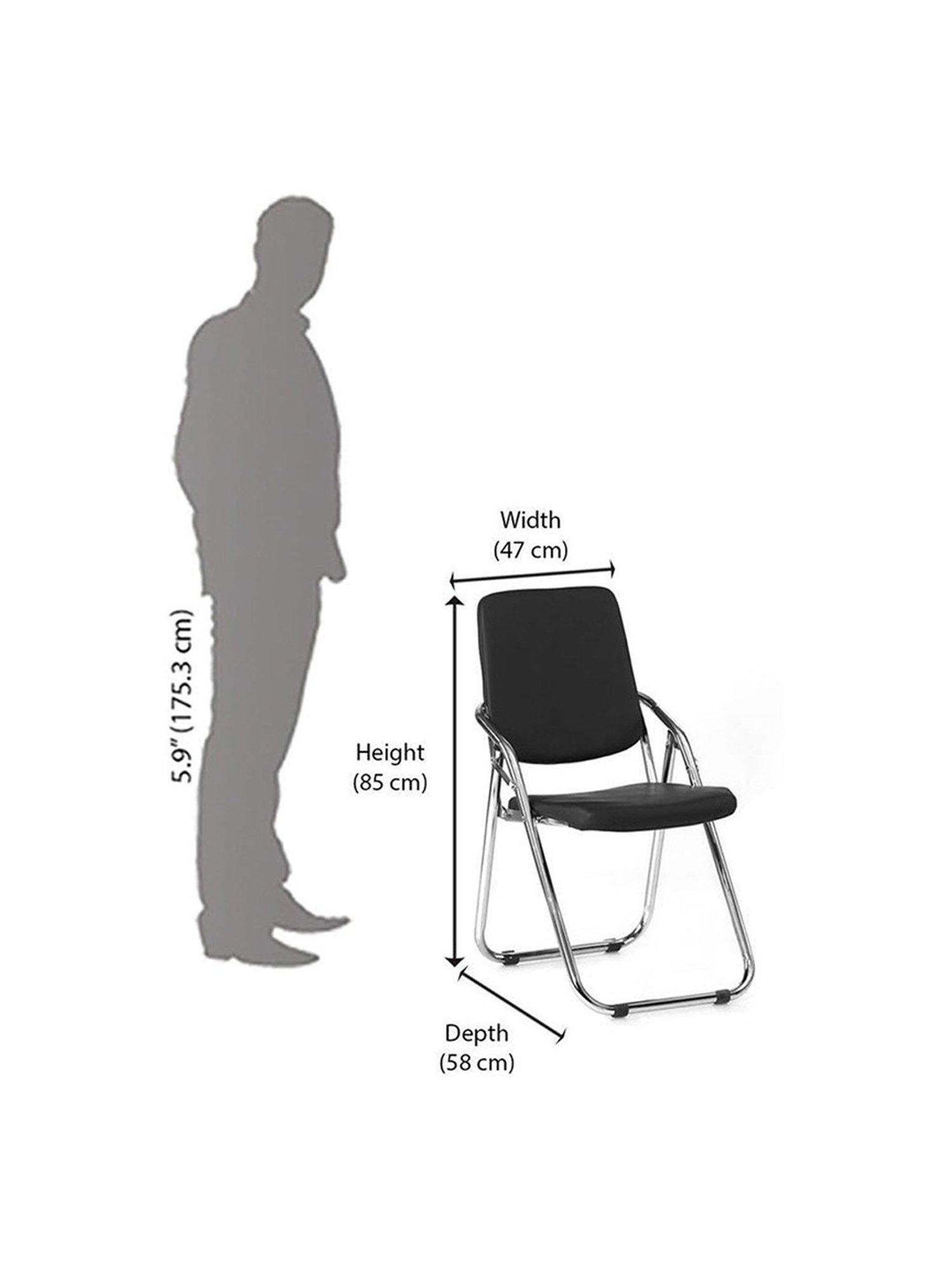 Nilkamal Hardy Black Fabric Upholstered Folding Visitor Chair