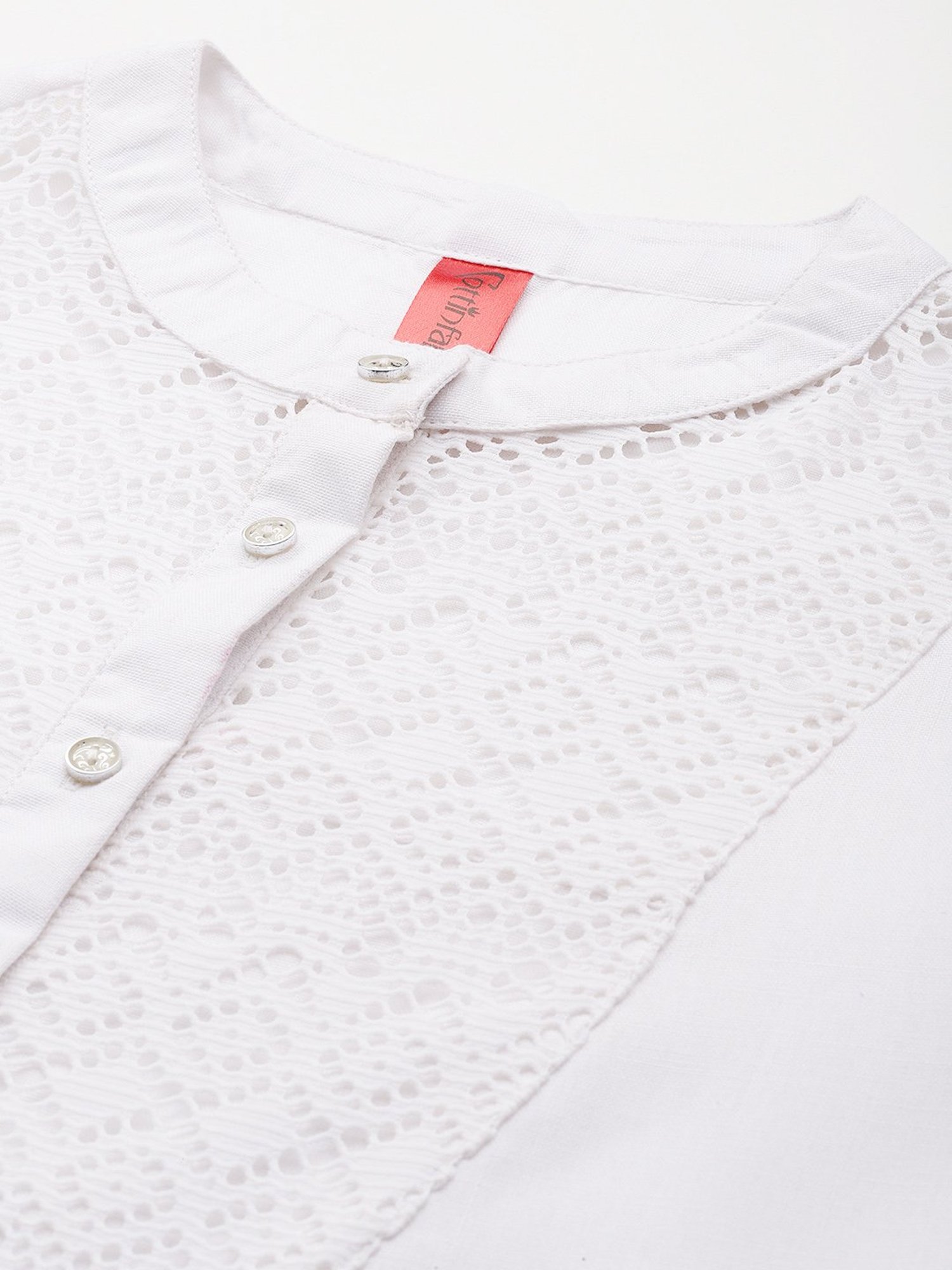 Cottinfab White Self Design Top
