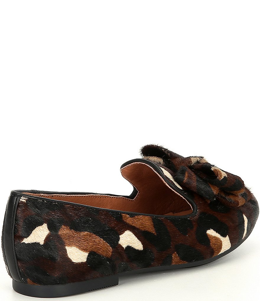Gentle Souls Eugene Ribbon Leopard Print Calf Hair Bow Loafers