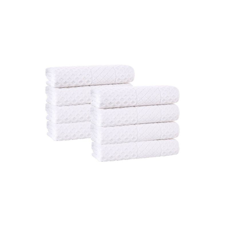 8pc Glossy Turkish Cotton Washcloth Set White - Enchante Home