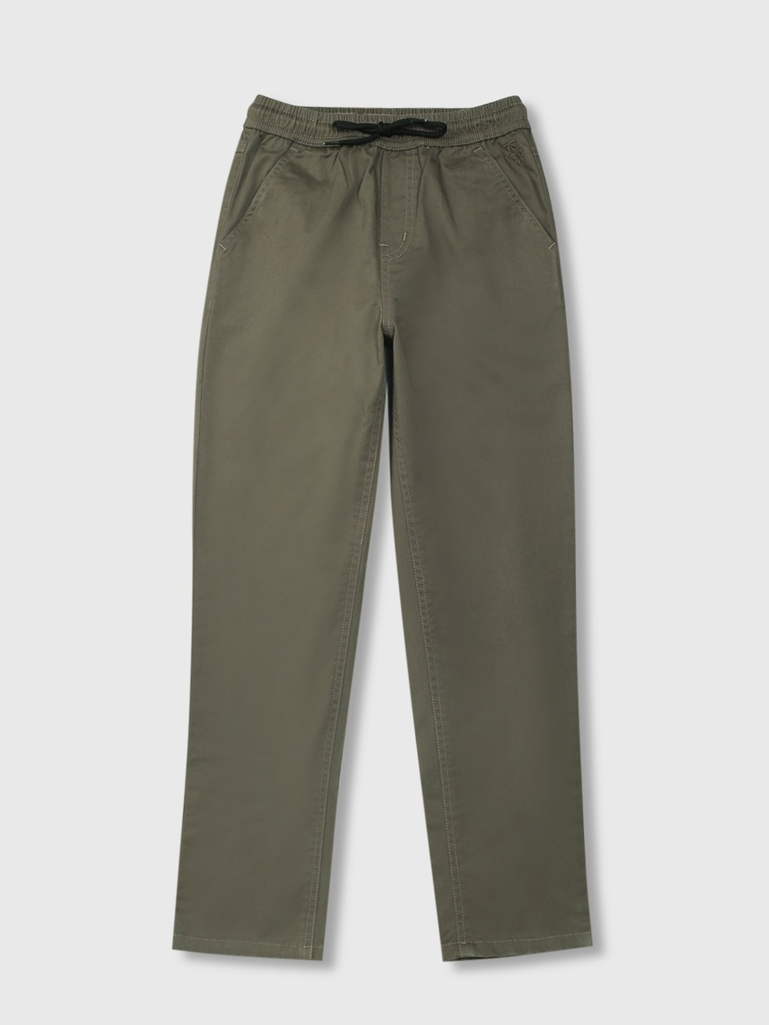 Palm Tree Boys Green Cotton Regular Fit Trousers