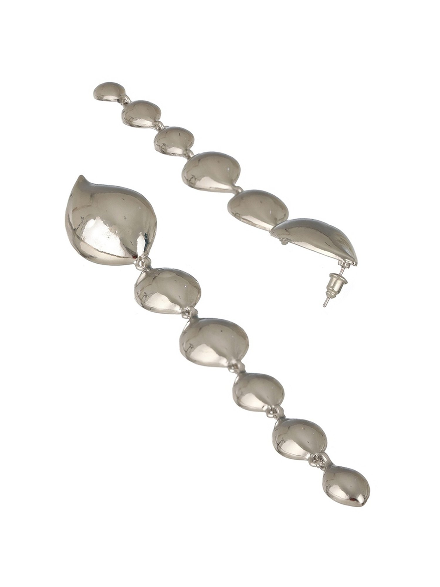 Prita by Priyaasi Long Leaf Oversized Silver-Plated Dangler Earrings