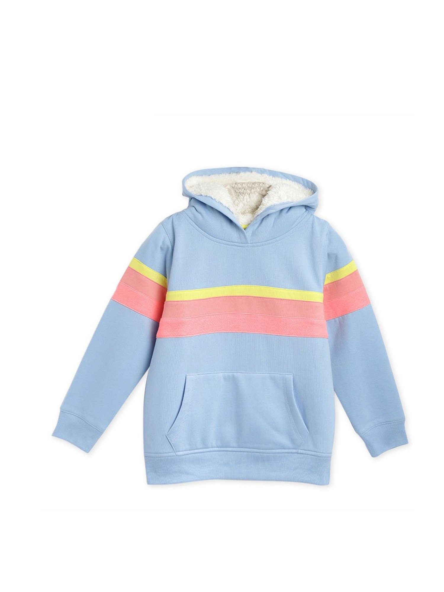 Cherry Crumble by Nitt Hyman Kids Sky Blue Striped Hoodie With Face Mask