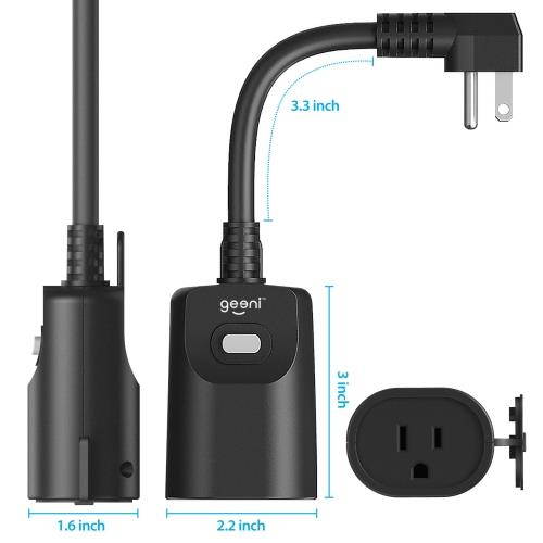 Geeni Outdoor Smart WiFi Plug, Black - Compatible with Amazon Alexa & Google Assistant