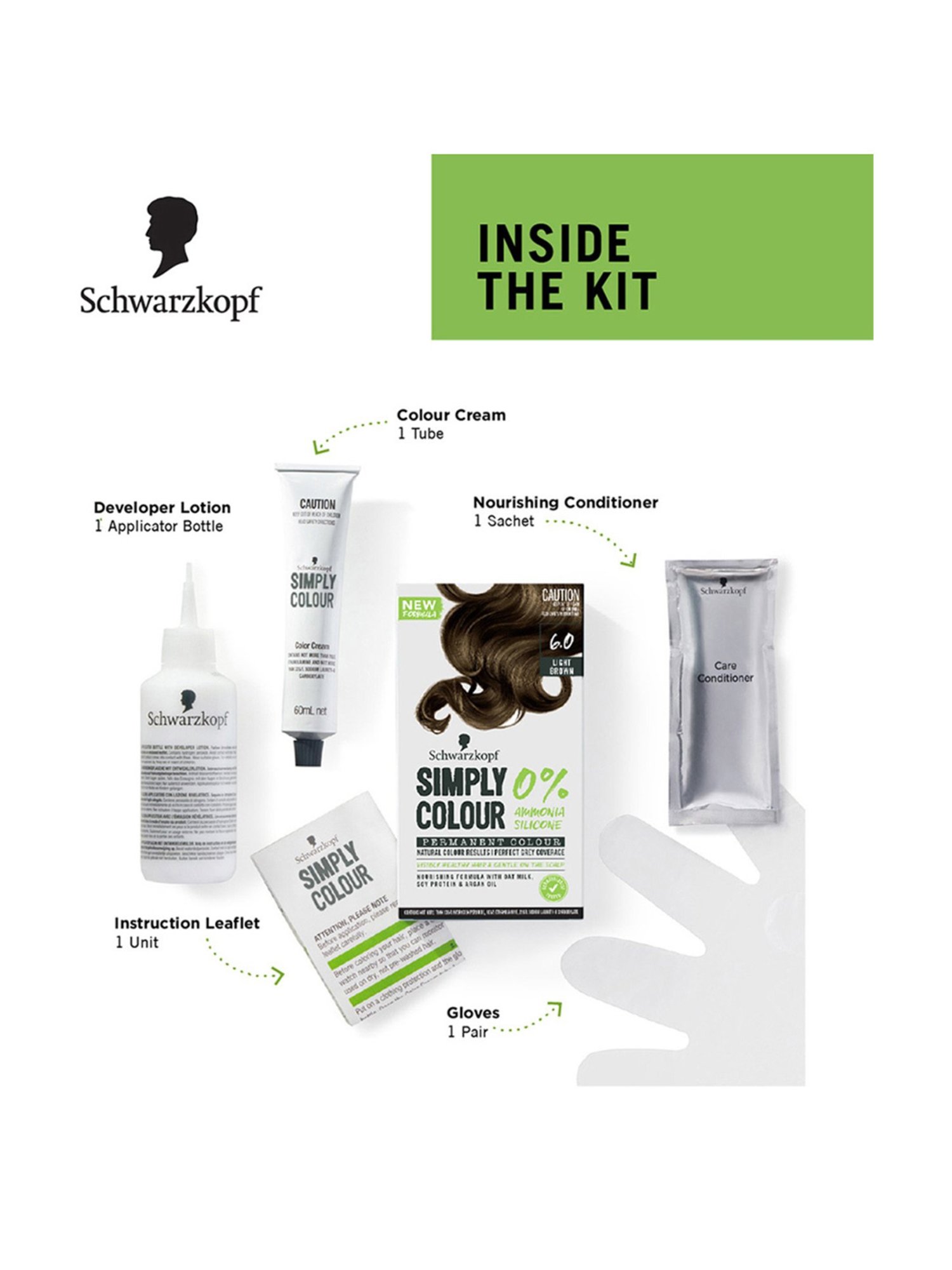 Schwarzkopf Simply Colour Permanent Hair Colour 6.0 Light Brown - 142.5 ml