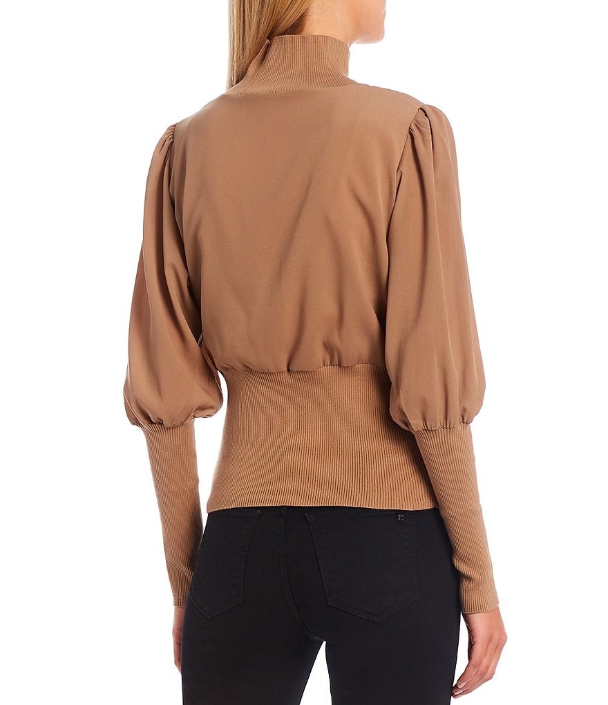 A Loves A Round Neck Long Bishop Sleeve Rib Knit Sweater