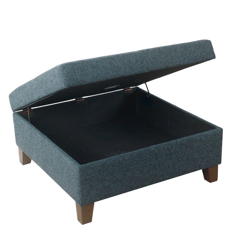32" Luxury Square Storage Ottoman Textured Navy - HomePop
